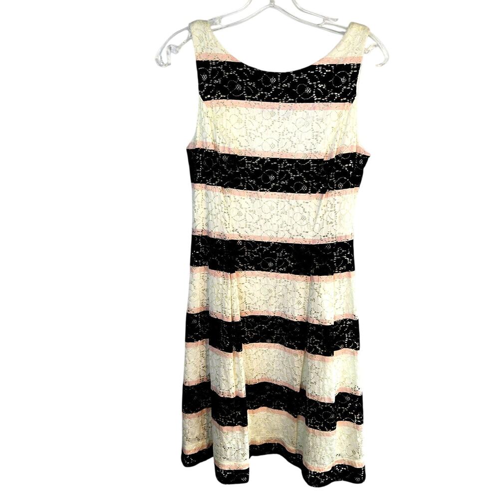 Signature Women's Dress 8P 8 Petites Black Stripe Sleeveless Misses Sz Medium M